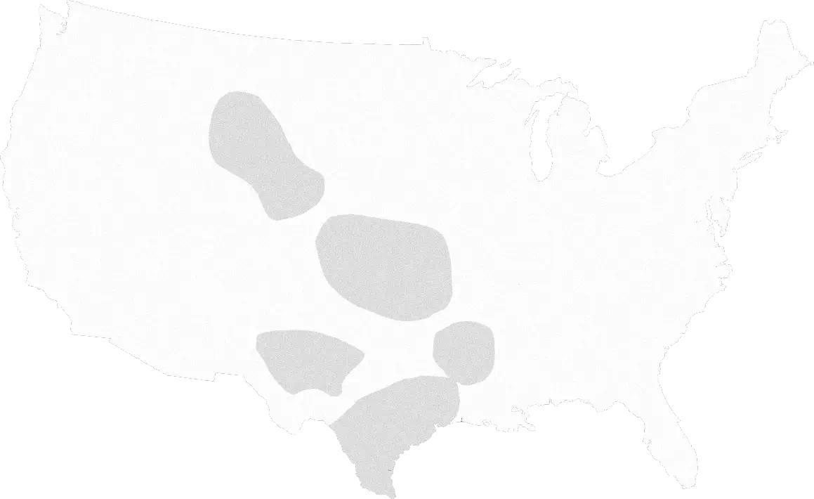 map of oil basins in the USA that Baseline operates within